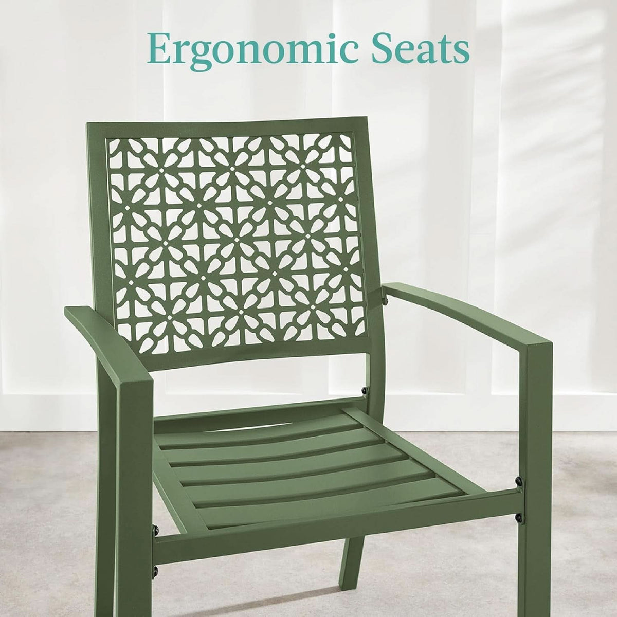 3 Piece Outdoor Bistro Set Sage Green Stackable Steel
