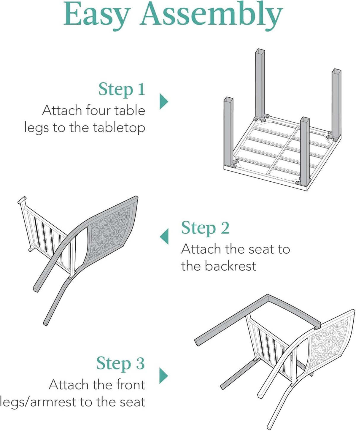 3 Piece Outdoor Bistro Set Sage Green Stackable Steel