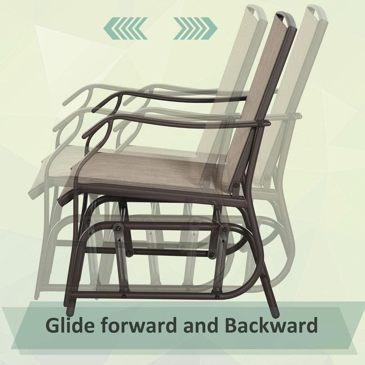 3 Piece Outdoor Glider Chair Bistro Set With Two Sling Chairs And Glass Tabletop Mixed Brown