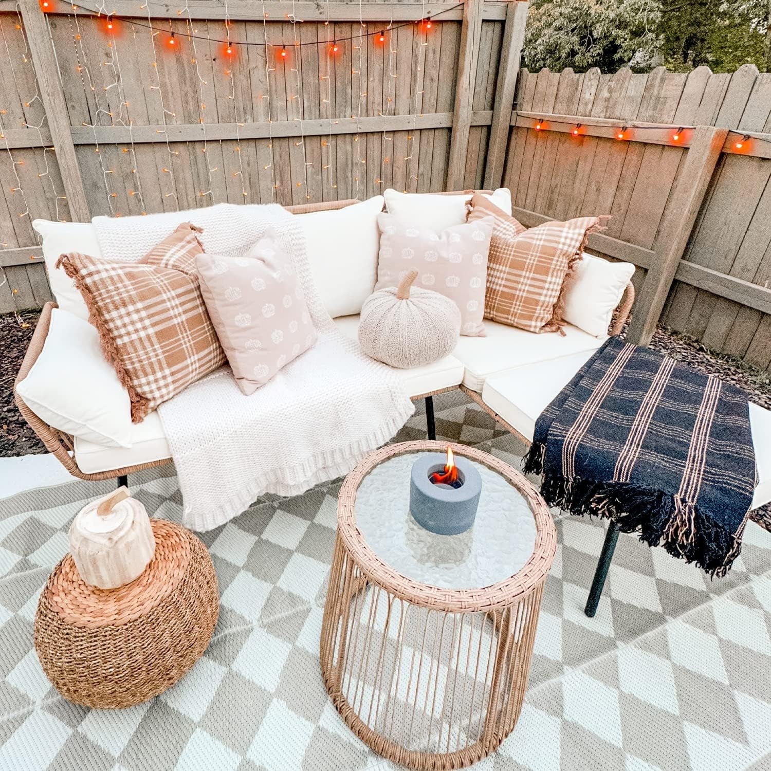 3 Piece Outdoor Patio Furniture Set With L Shaped Sectional Sofa Cushions And Coffee Table Beige