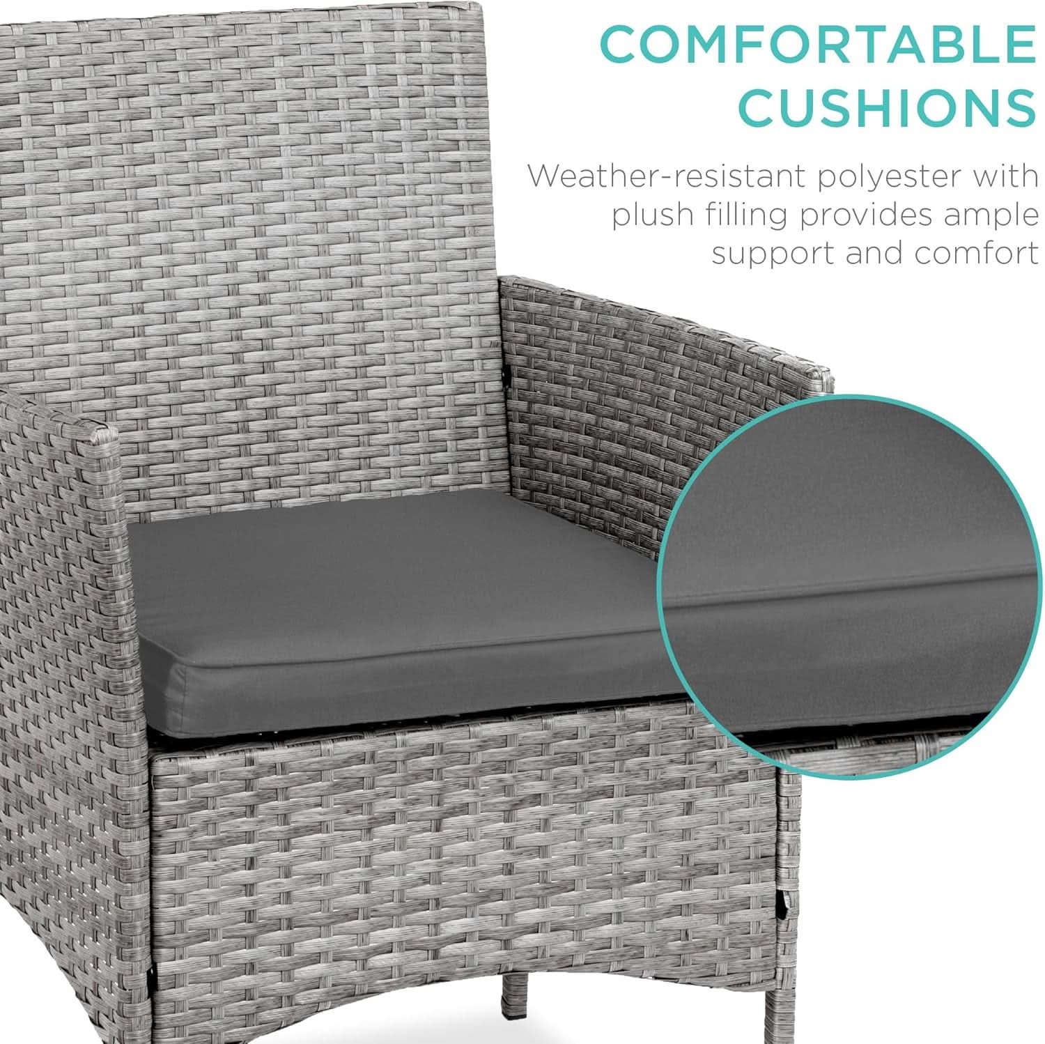 3 Piece Outdoor Wicker Bistro Set With Side Table