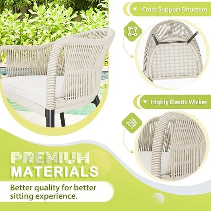 3 Piece Outdoor Wicker Patio Set With Coffee Table And Cushions For Patio Balcony Backyard