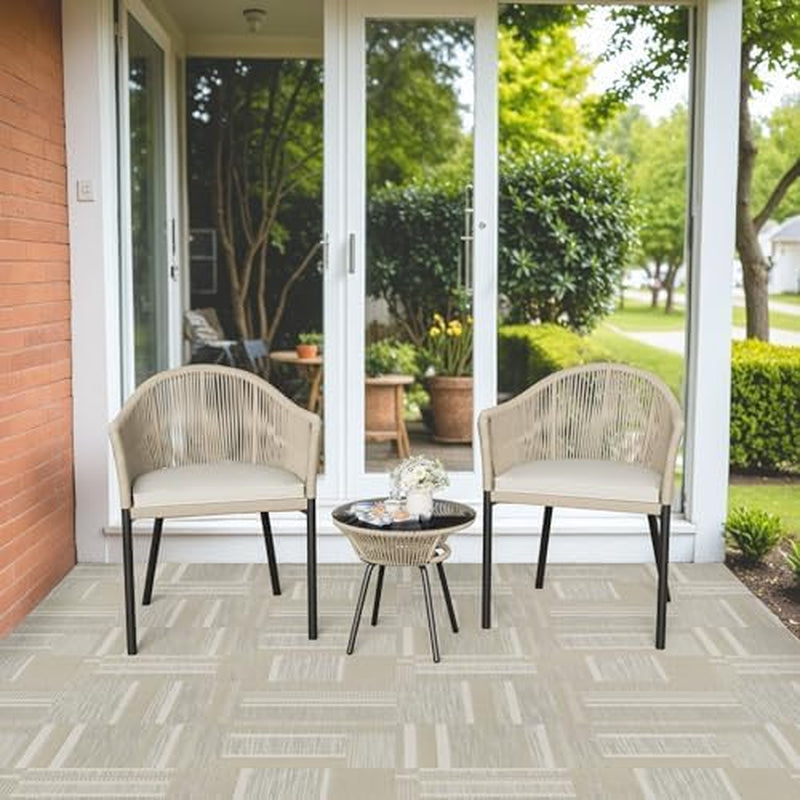 3 Piece Outdoor Wicker Patio Set With Coffee Table And Cushions For Patio Balcony Backyard