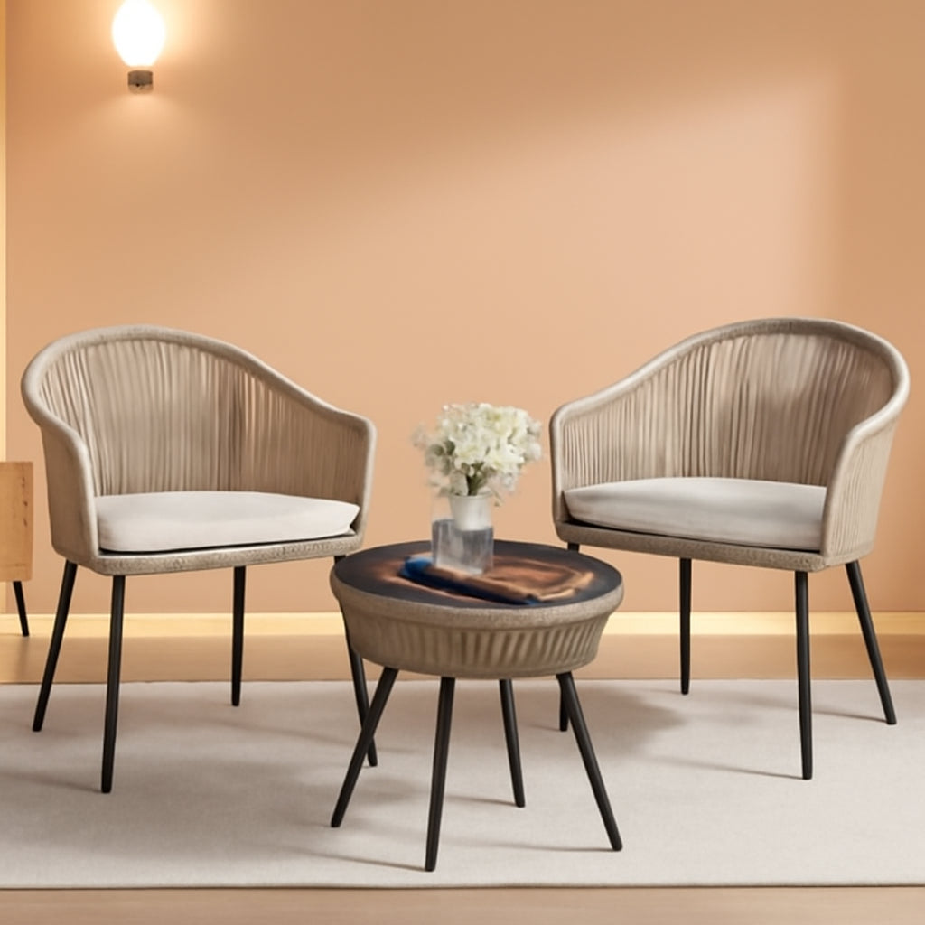 3 Piece Outdoor Wicker Patio Set With Coffee Table And Cushions For Patio Balcony Backyard