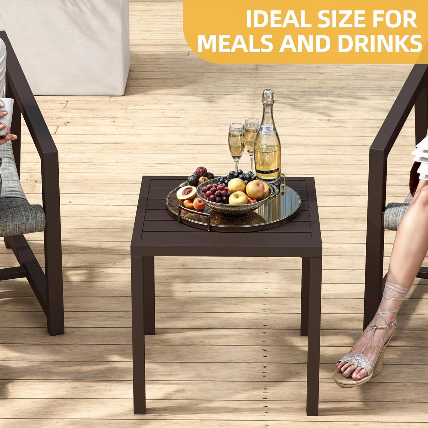 3 Piece Patio Conversation Set With Side Table And Headrest Pillows Outdoor Furniture