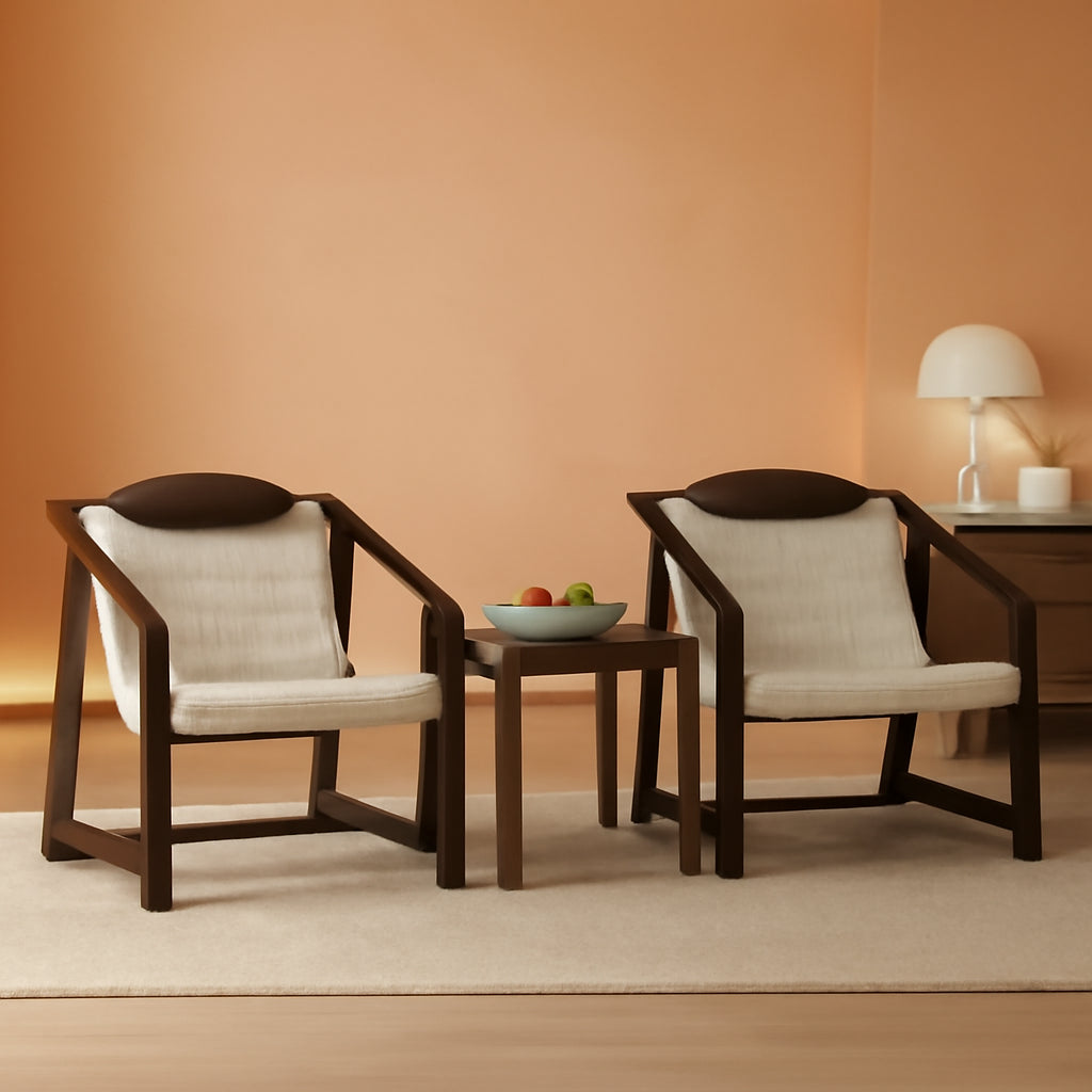 3 Piece Patio Conversation Set With Side Table And Headrest Pillows Outdoor Furniture