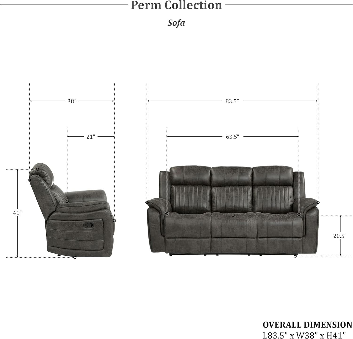 3 Piece Recliner Living Room Set In Brownish Gray Microfiber