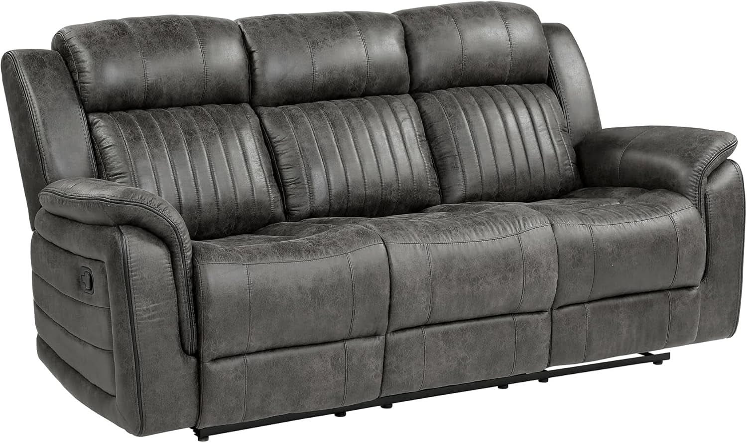 3 Piece Recliner Living Room Set In Brownish Gray Microfiber