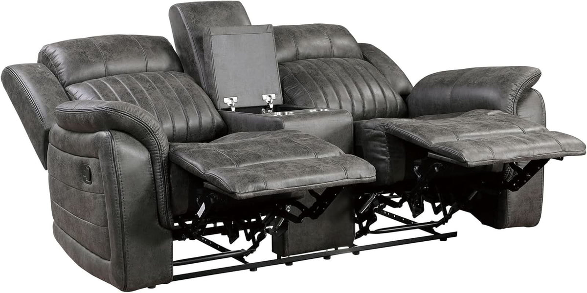 3 Piece Recliner Living Room Set In Brownish Gray Microfiber