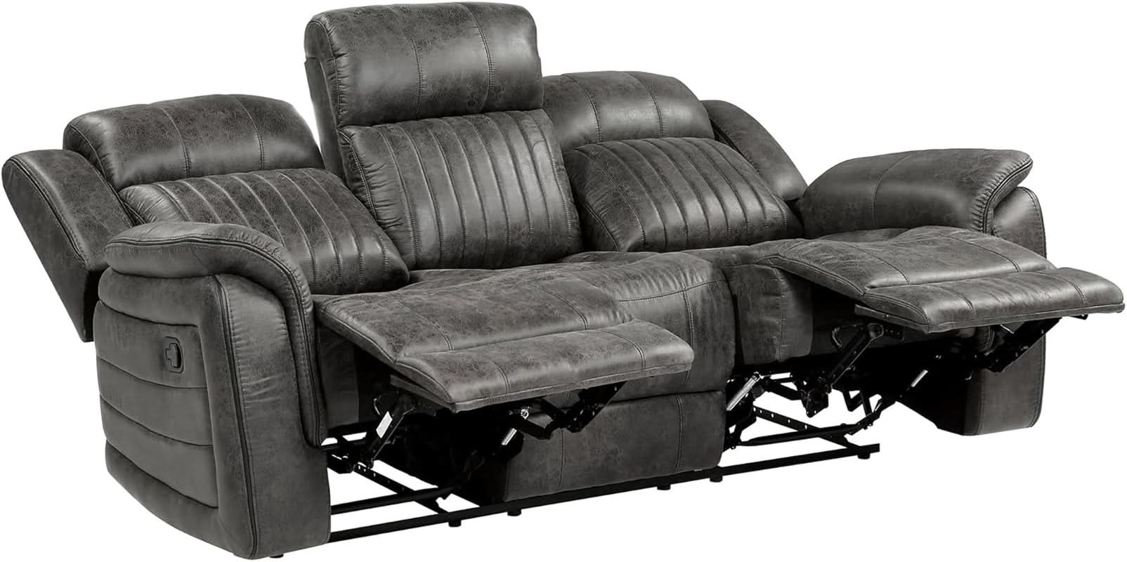 3 Piece Recliner Living Room Set In Brownish Gray Microfiber