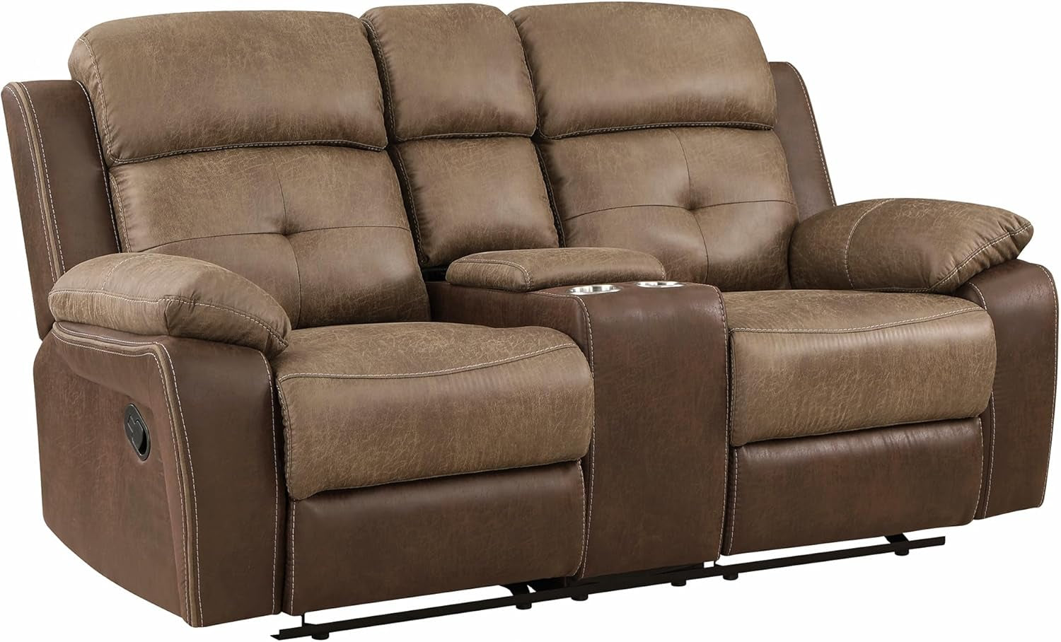 3 Piece Reclining Living Room Sofa Set Brown Fabric