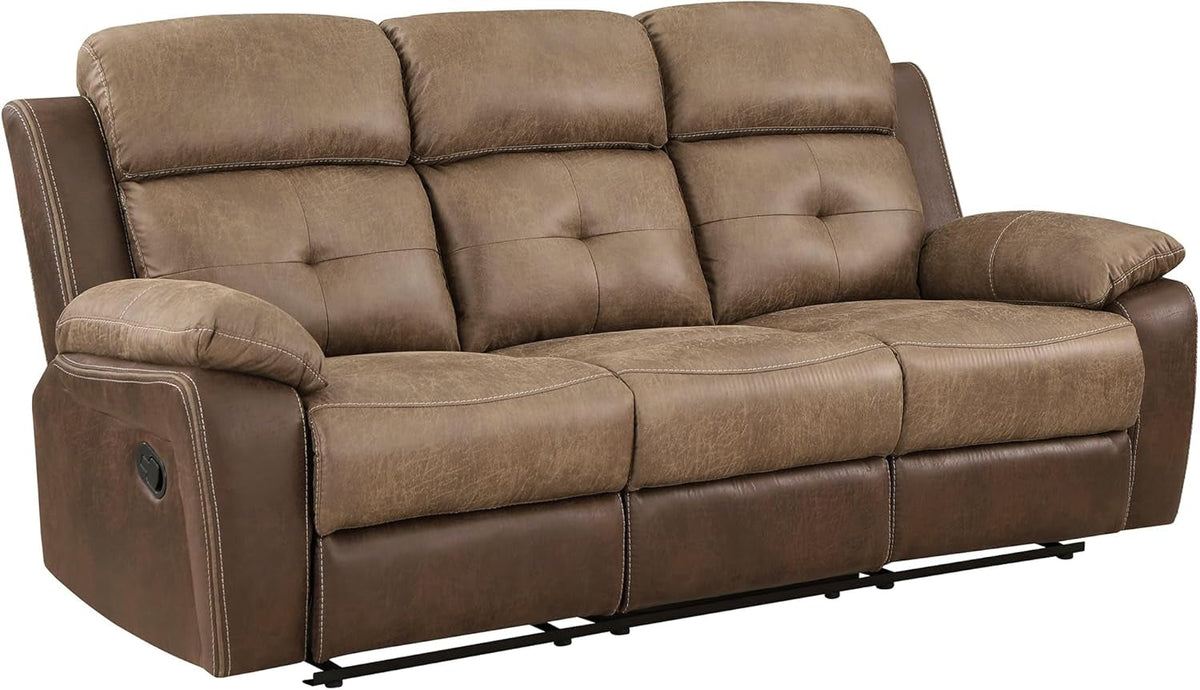 3 Piece Reclining Living Room Sofa Set Brown Fabric