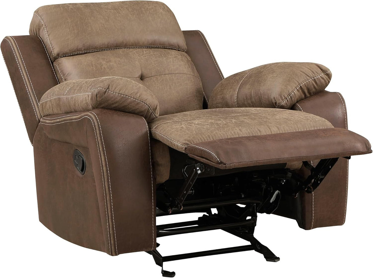 3 Piece Reclining Living Room Sofa Set Brown Fabric