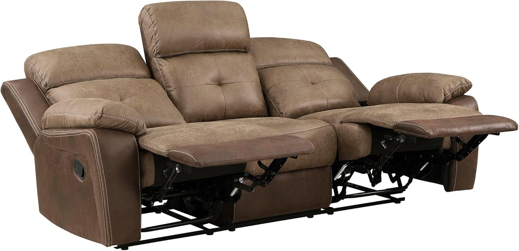 3 Piece Reclining Living Room Sofa Set Brown Fabric