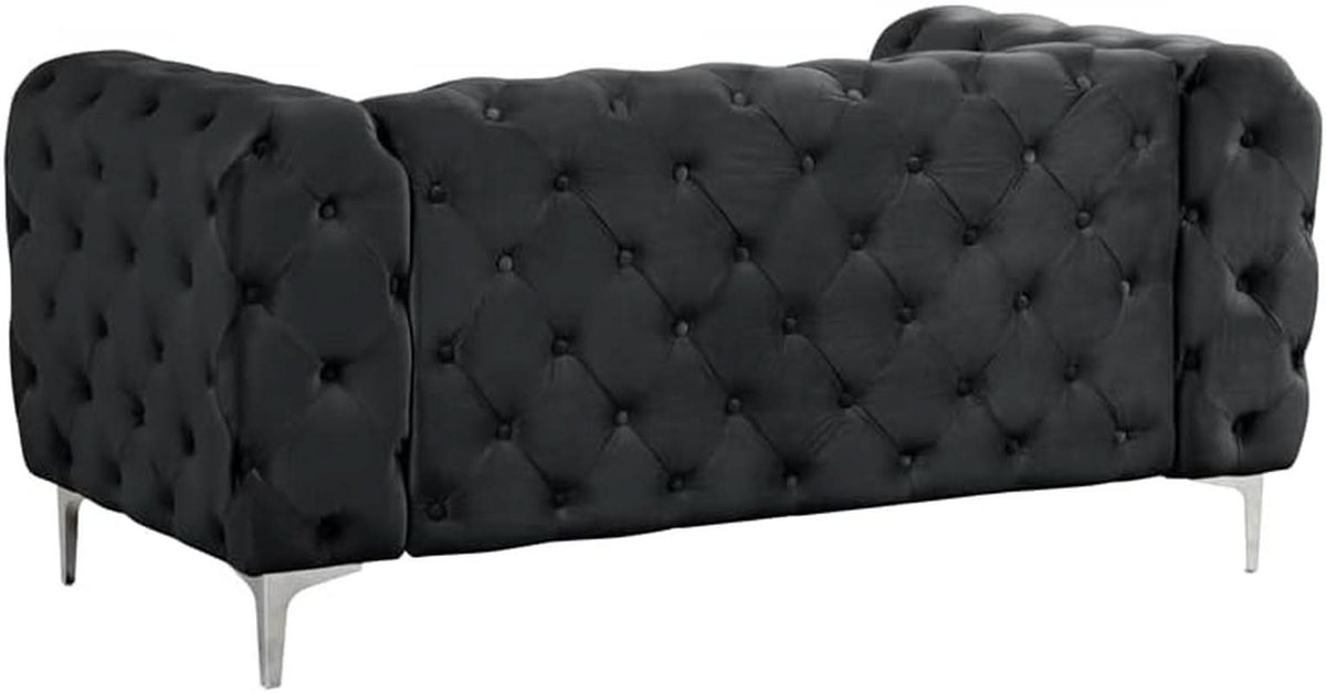 3 Piece Velvet Living Room Set Black Loveseat And Chairs