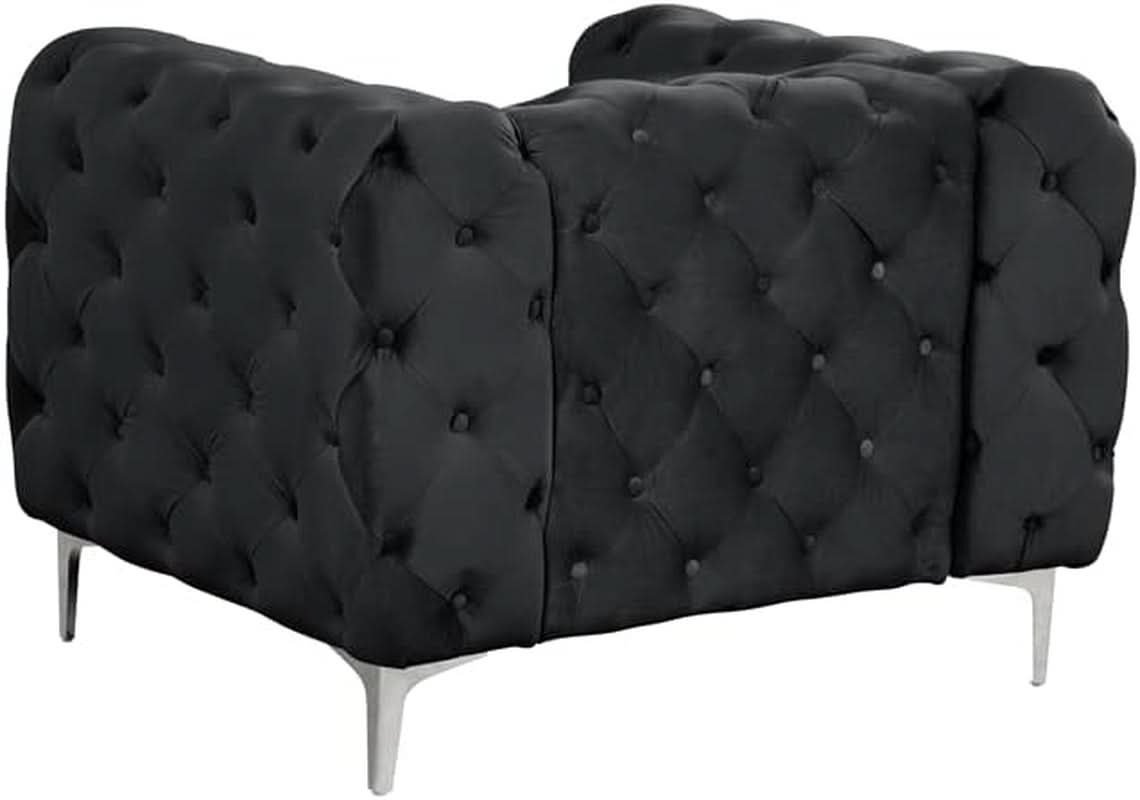 3 Piece Velvet Living Room Set Black Loveseat And Chairs