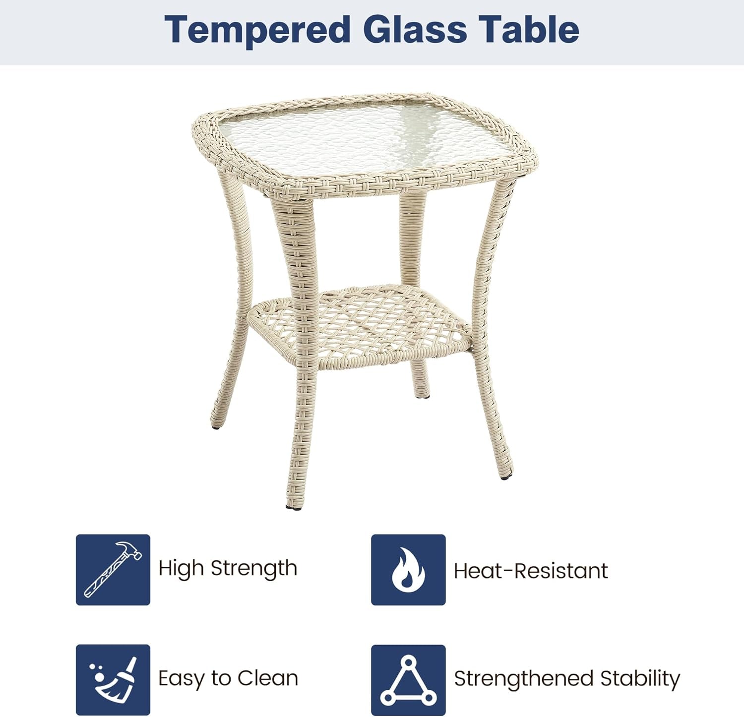 3 Piece Wicker Patio Furniture Set With 360 Degree Swivel Rocking Chairs And Rattan Side Table Light Beige