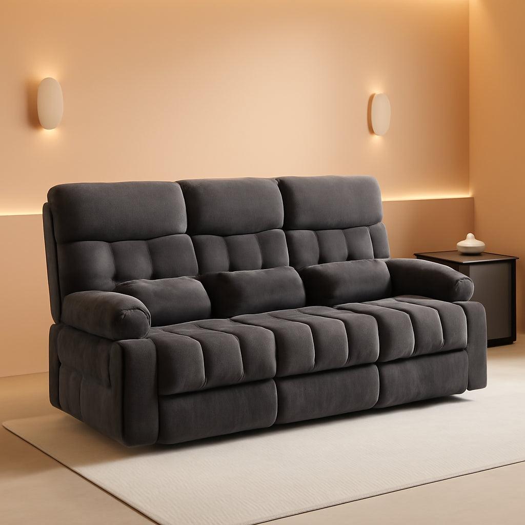 3 Seat Reclining Sofa With Cup Holders For Living Room