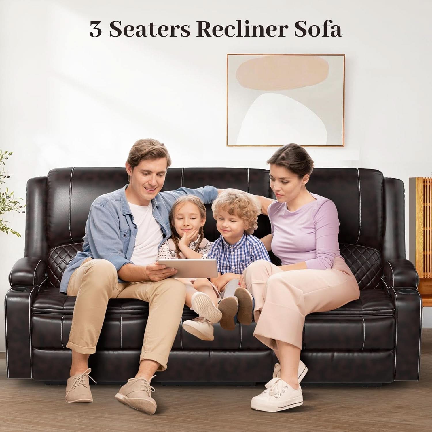 3 Seater Recliner Sofa With Hidden Storage Console