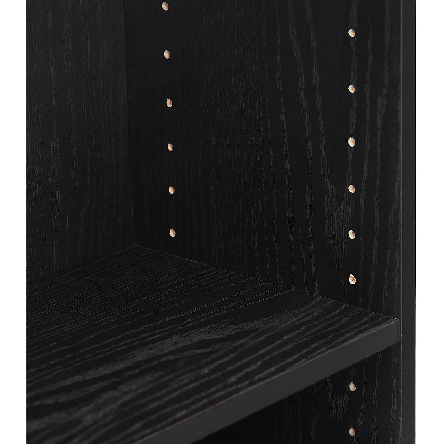 3 Shelf Adjustable Wood Bookcase In Blackwood Finish