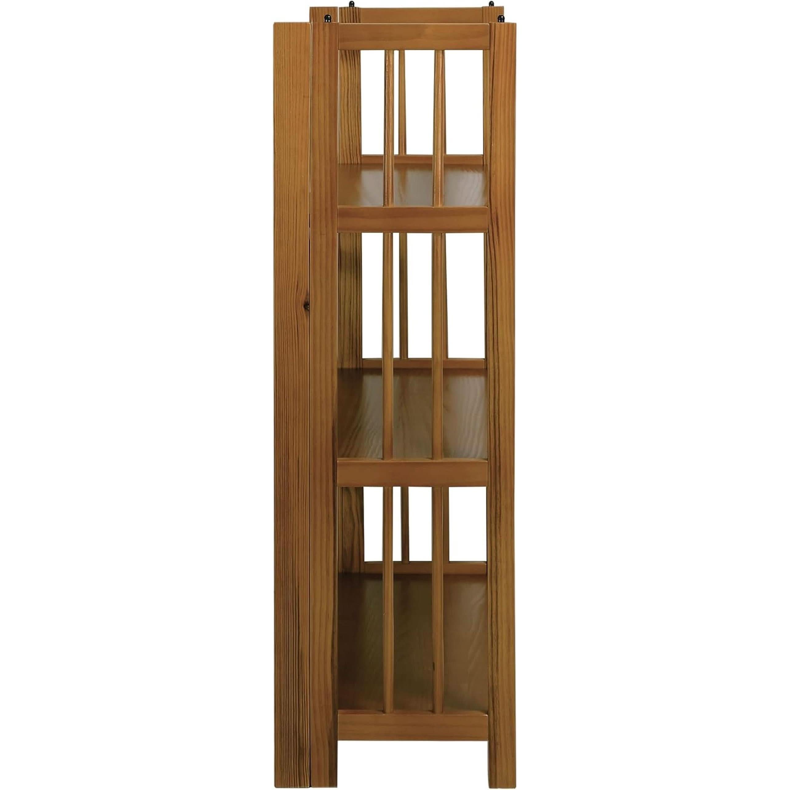 3 Shelf Stackable 27.5 Inch Wide Chestnut Fold Bookcase