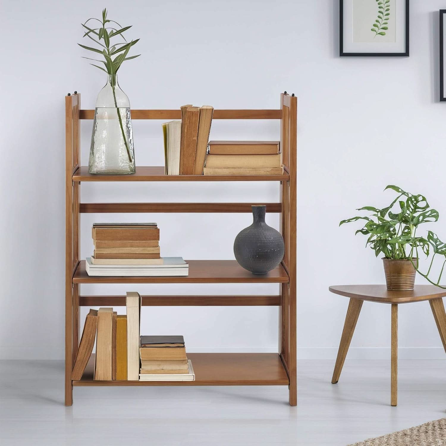 3 Shelf Stackable 27.5 Inch Wide Chestnut Fold Bookcase