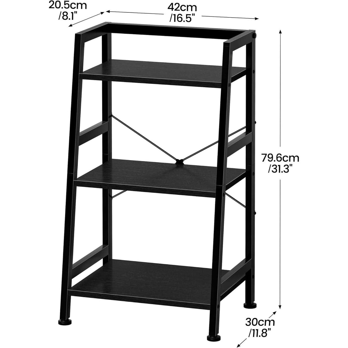 3 Tier Bookshelf Black Steel Frame For Living Room