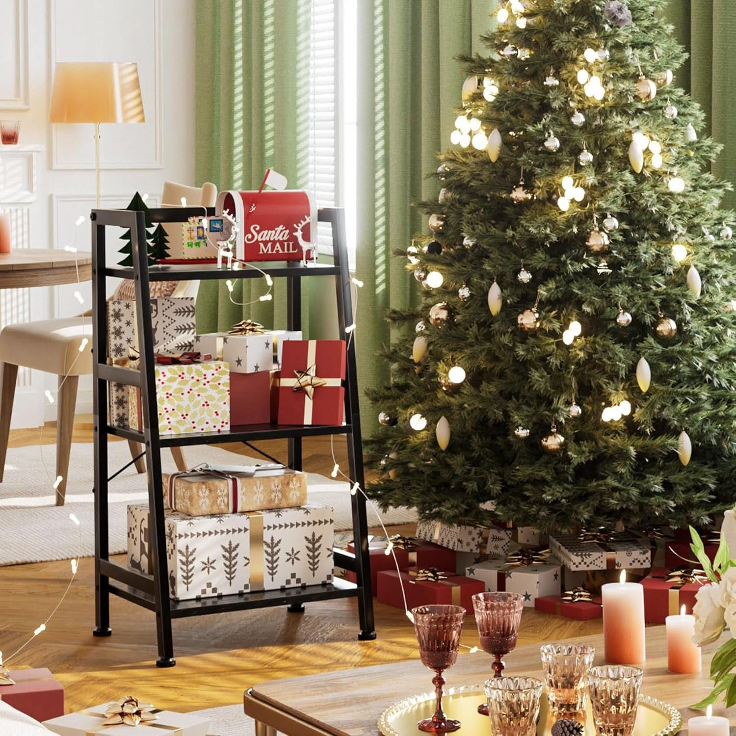 3 Tier Bookshelf Black Steel Frame For Living Room
