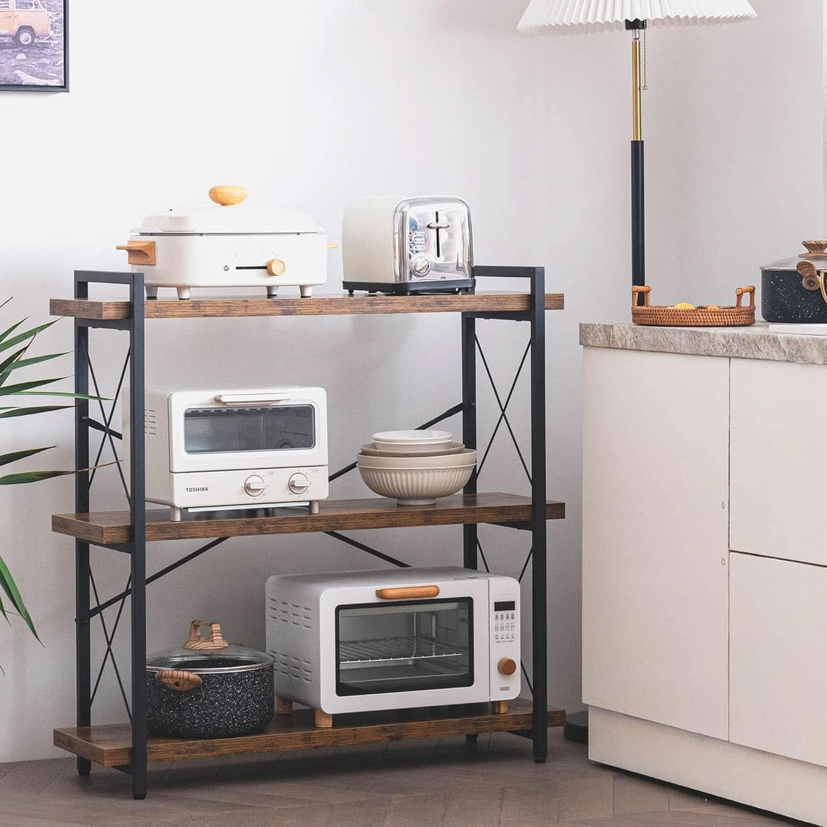 3 Tier Industrial Bookshelf Rustic Wood And Metal Open