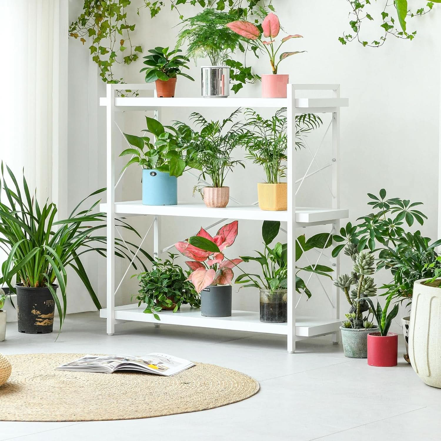 3 Tier White Bookshelf Open Shelving Unit For Home Office