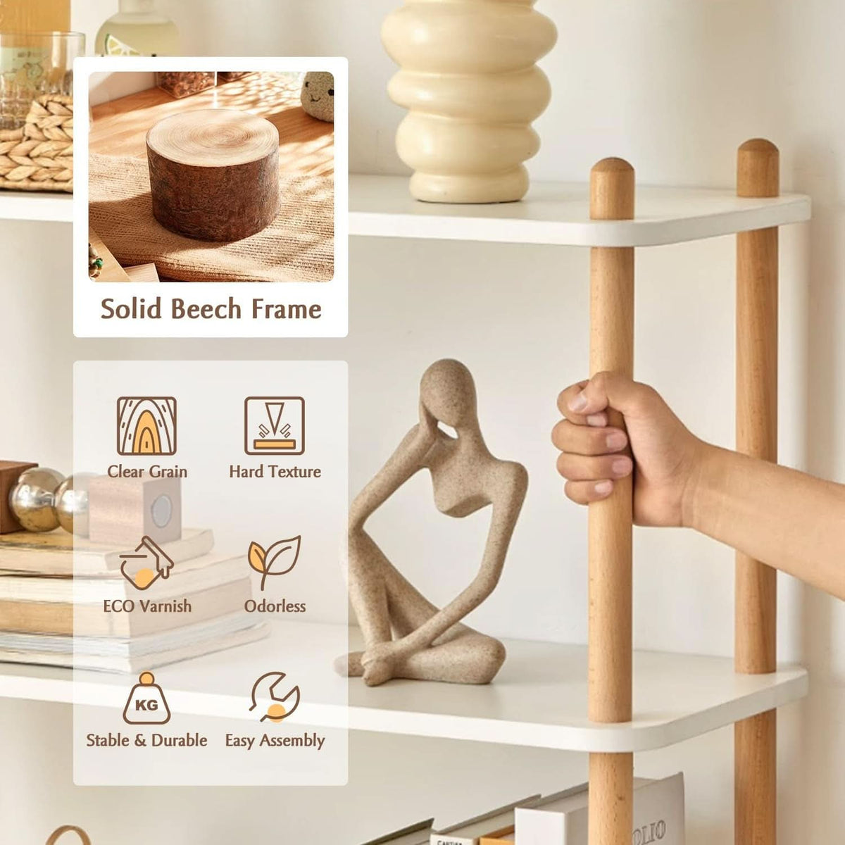 3 Tier Wooden Shelf Bookcase Oak Free Standing Unit
