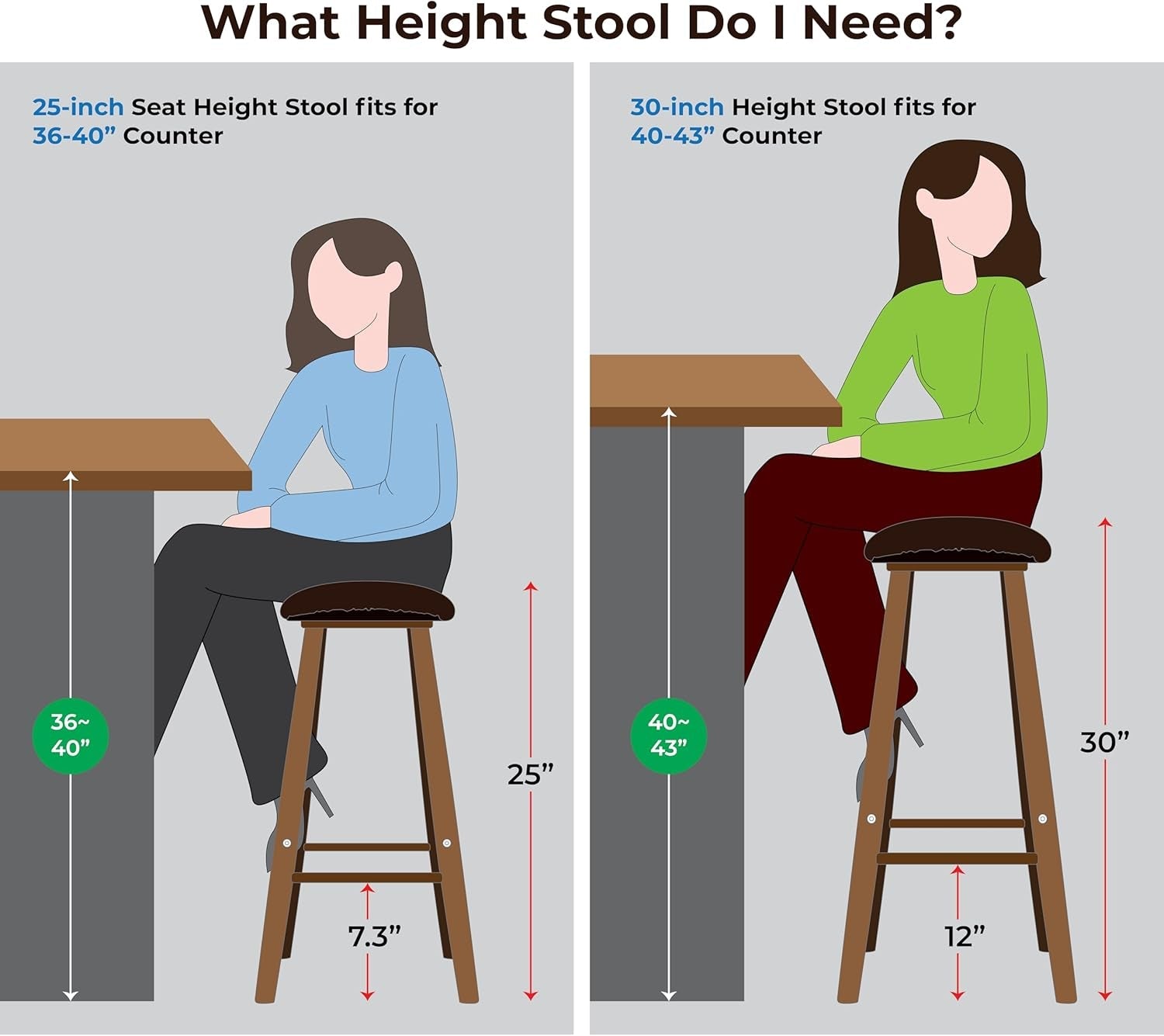 30 Inch Backless Bar Stool Brown Solid Rubber Wood