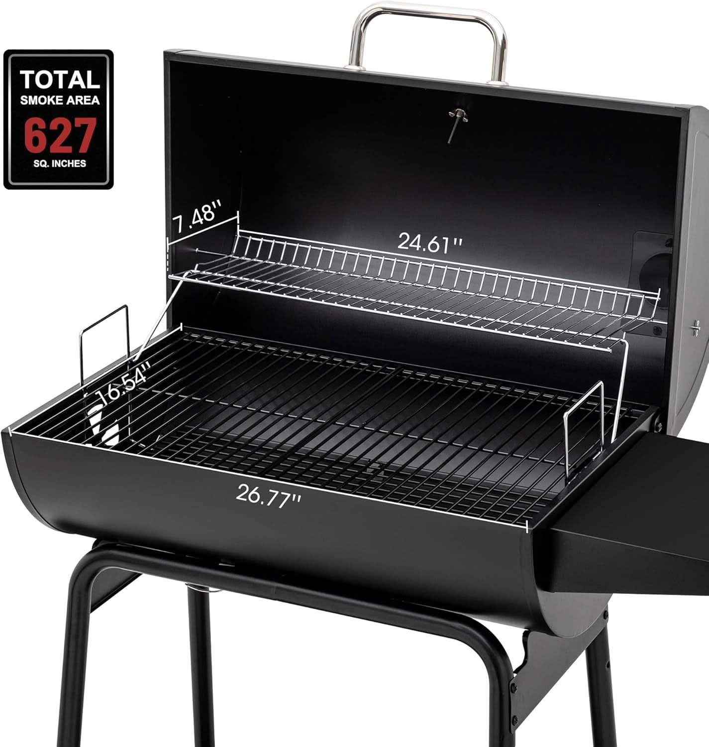 30 Inch Barrel Charcoal Grill With 627 Square Inches Cooking Space