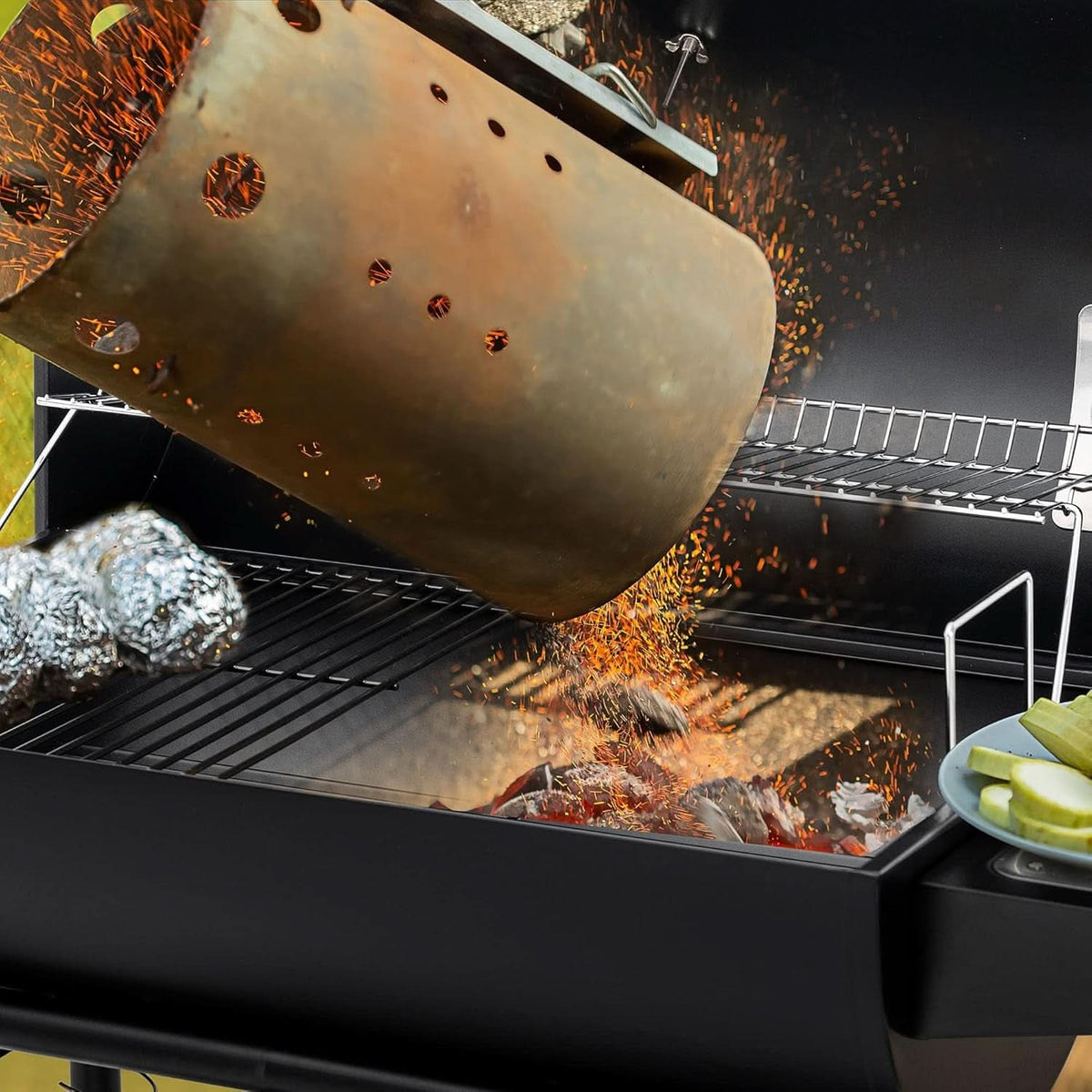 30 Inch Barrel Charcoal Grill With 627 Square Inches Cooking Space