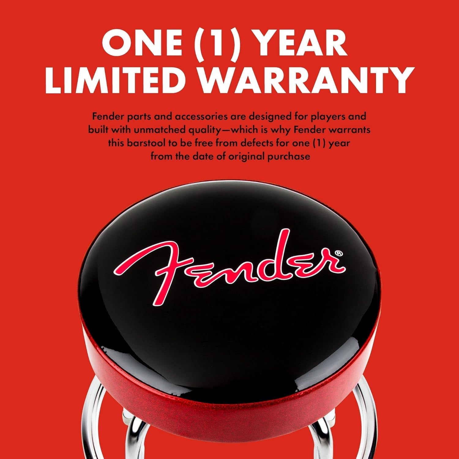 30 Inch Black Swivel Bar Stool With Red Sparkle Logo