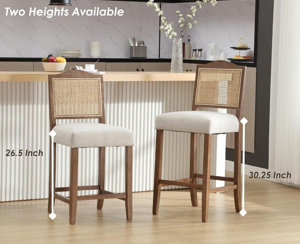 30 Inch Counter Height Stools Linen Beige Set Of 2