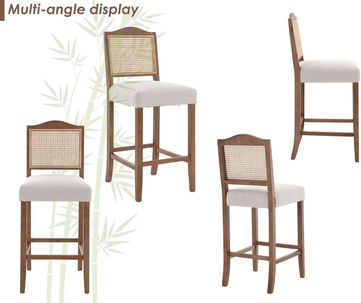 30 Inch Counter Height Stools Linen Beige Set Of 2
