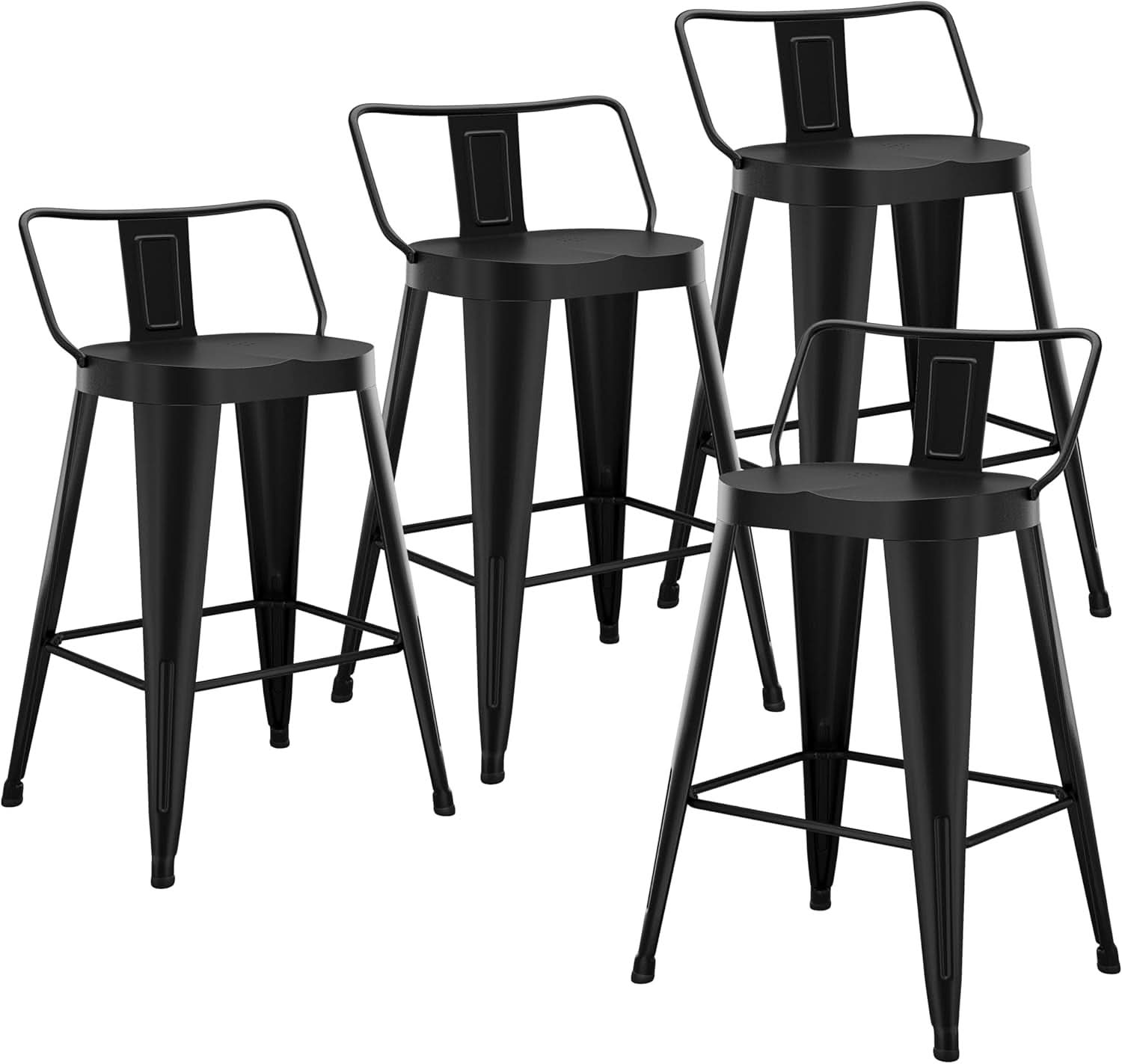 30 Inch Industrial Metal Bar Stools Set Of 4 Black
