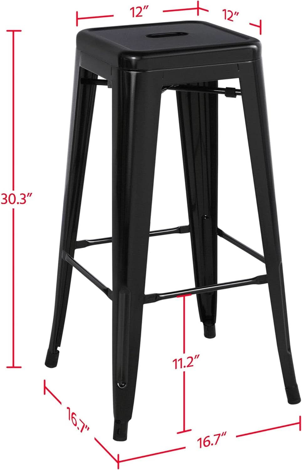 30 Inch Metal Bar Stools Stackable Indoor Outdoor Set Of 4