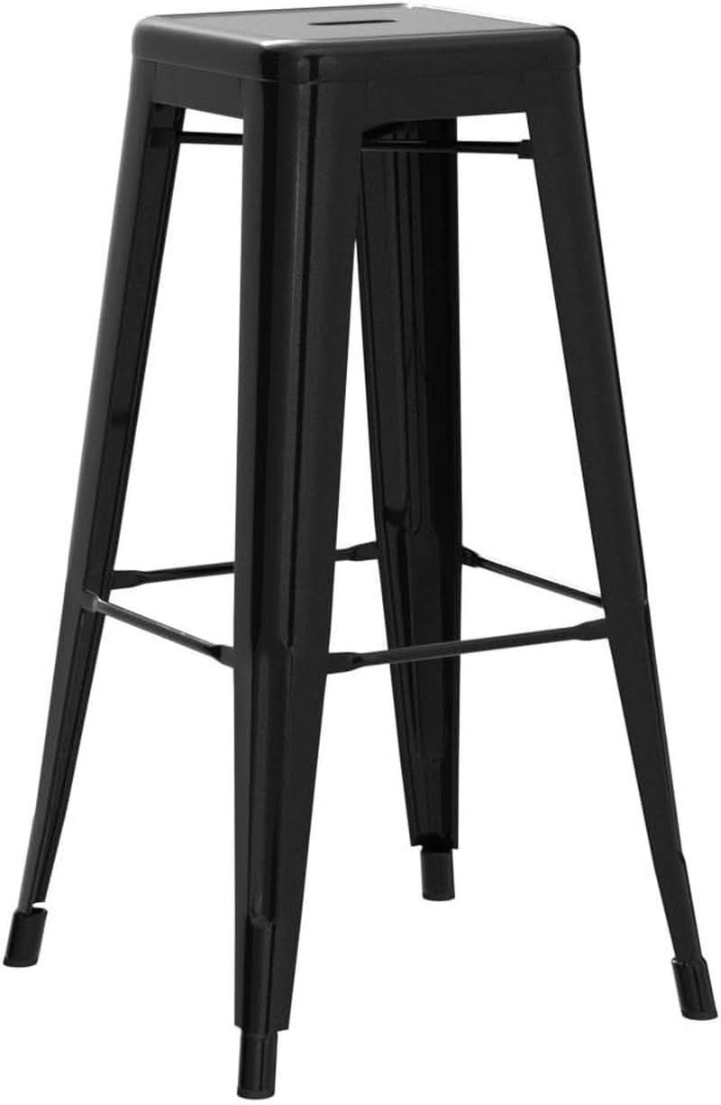 30 Inch Metal Bar Stools Stackable Indoor Outdoor Set Of 4