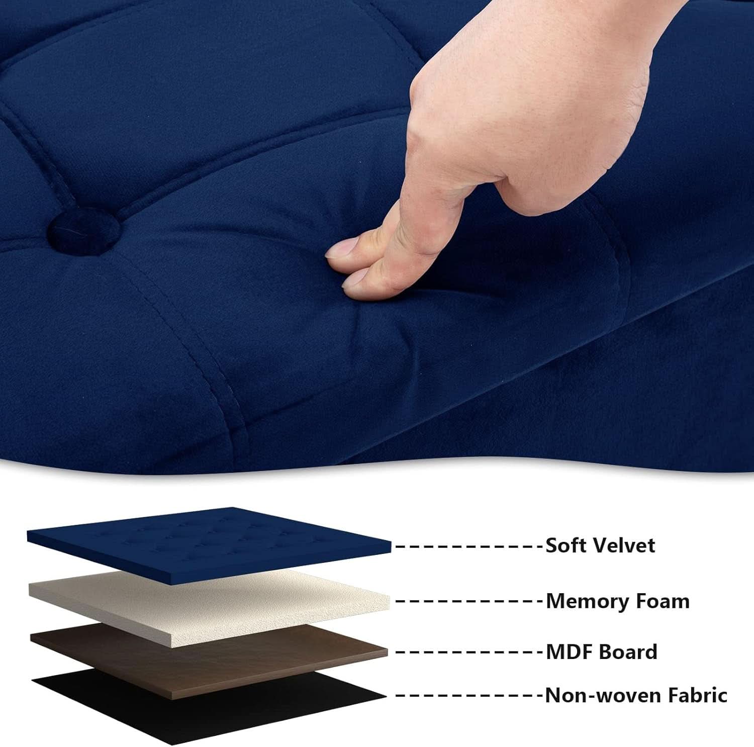 30 Inch Multifunctional Folding Storage Ottoman Navy