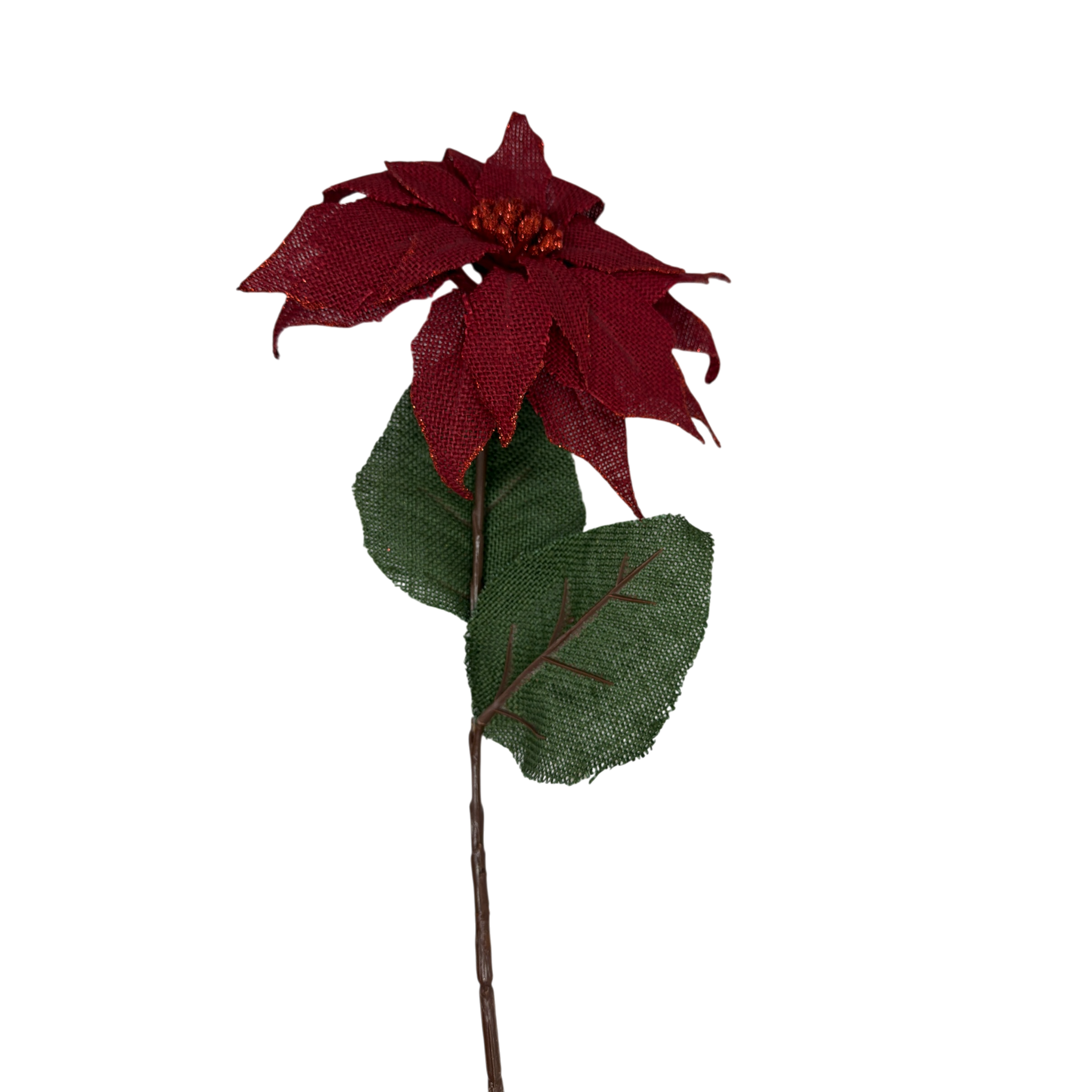 30-Inch Red Burlap Pointsettia Stem