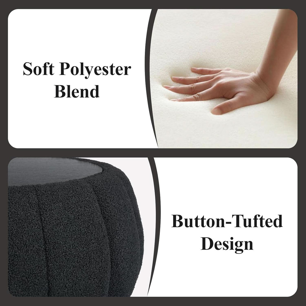 30 Inch Round Profile Teddy Fabric Hidden Storage Ottoman