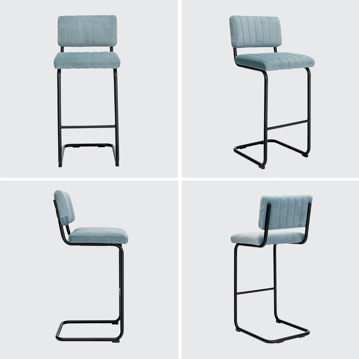 30 Inch Velvet Bar Stools With Tufted Backs, Set Of 2