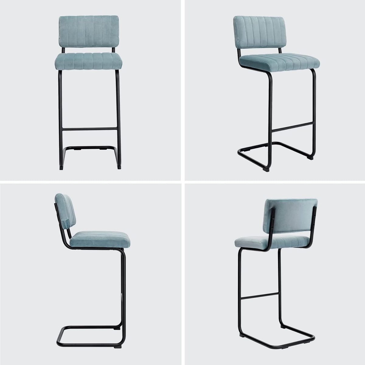 30 Inch Velvet Bar Stools With Tufted Backs, Set Of 2