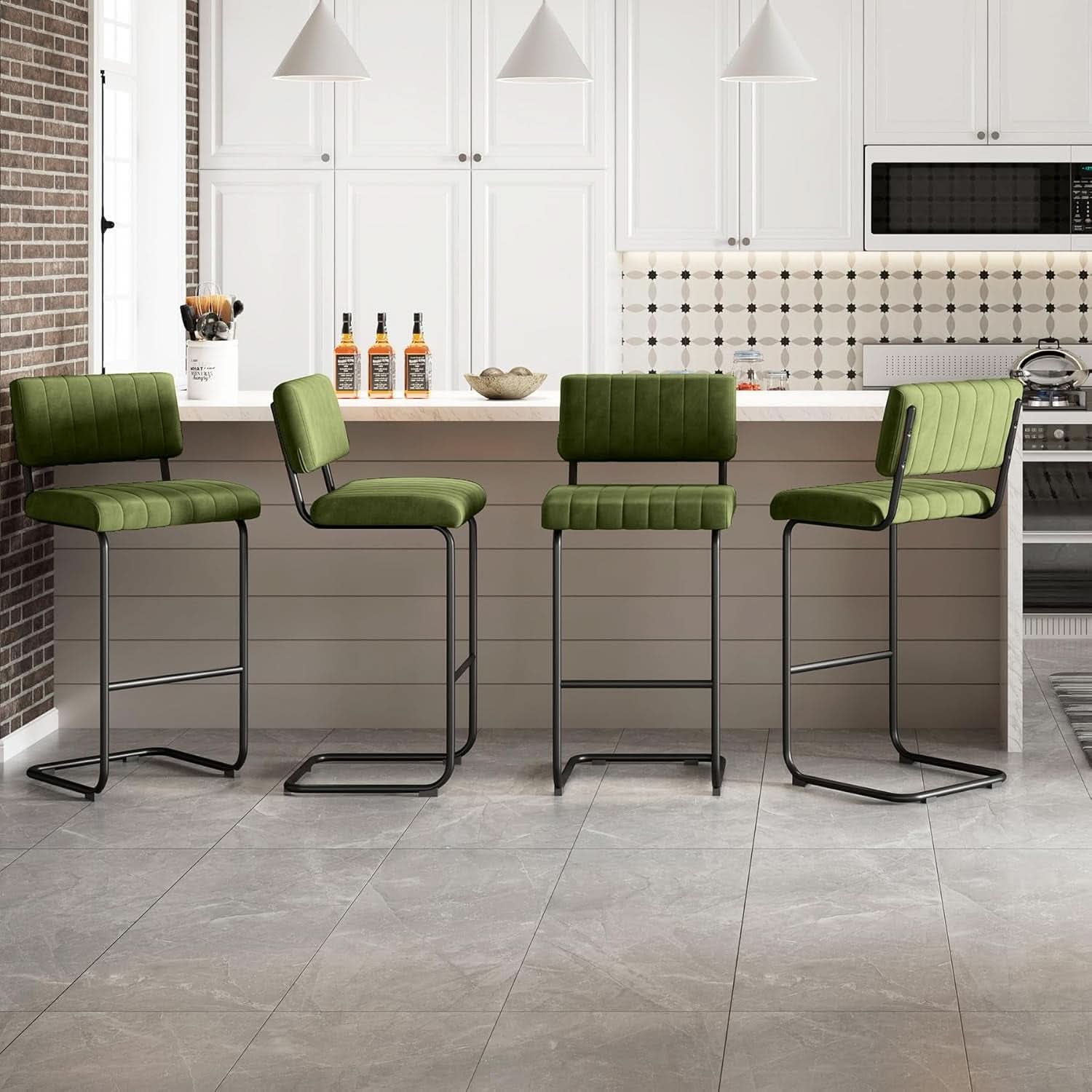 30 Inch Velvet Tufted Bar Stools Set of 2 Kitchen Island