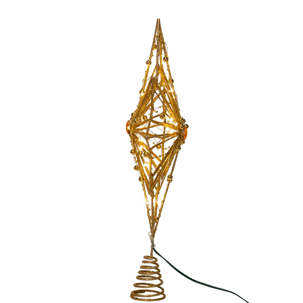 30-Light Warm White Fairy LED Gold Star Treetop - 15 Inch