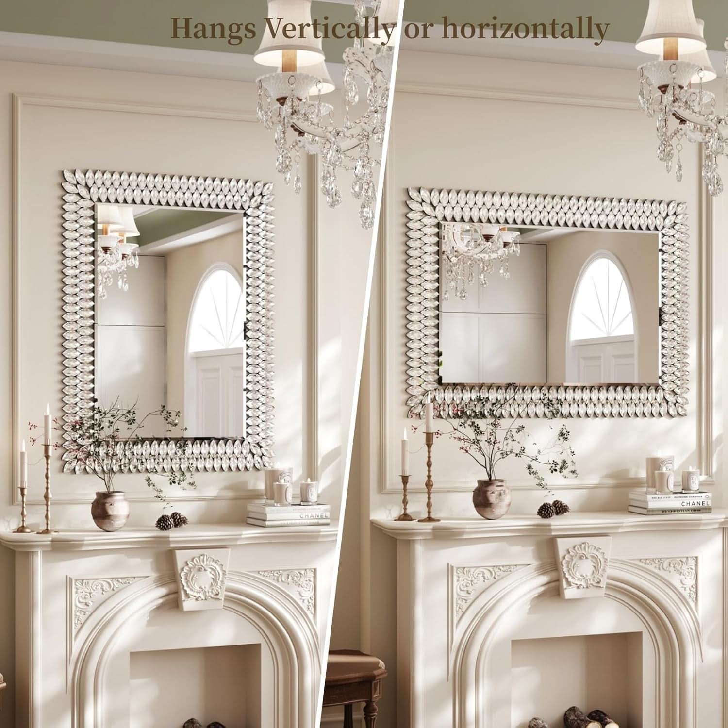 30X40 Inches Jeweled Bathroom Wall Mirror Large Rectangle Vanity Decor