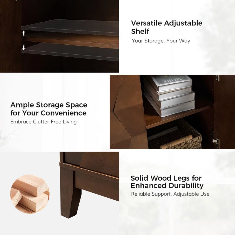 30.6 Inch Contemporary Two Door Storage Cabinet With Adjustable Shelves