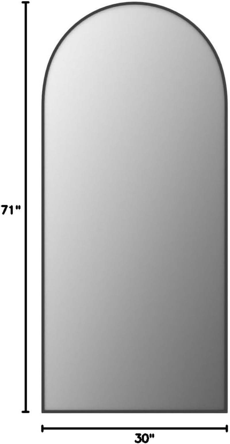 30x71 Inch Arched Full Length Mirror Black Aluminum Frame